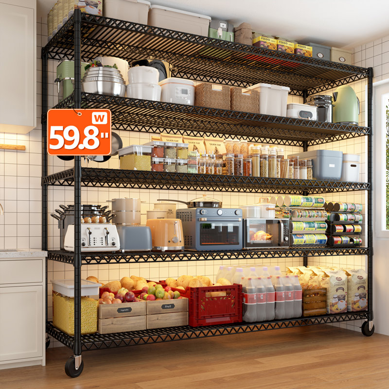 Shynar 60"W Shelving Unit, Heavy-duty Storage Shelves for Kitchen, Adjustable Garage Shelving, 65.3" H x 60" W x 24" D
