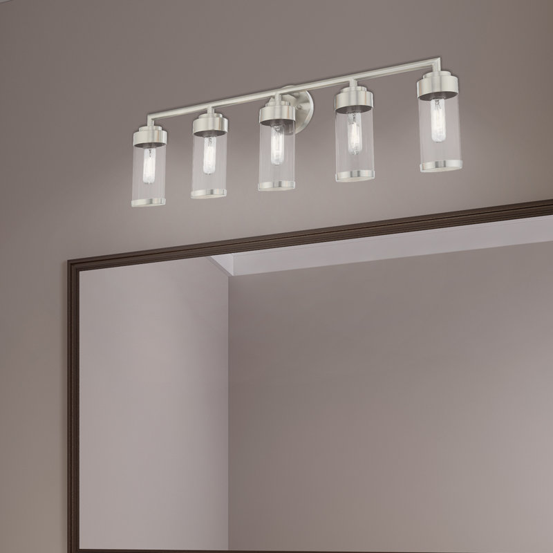 Éclairage de salle de bain à intensité variable 5 lumières Binghamton, Nickel brossé