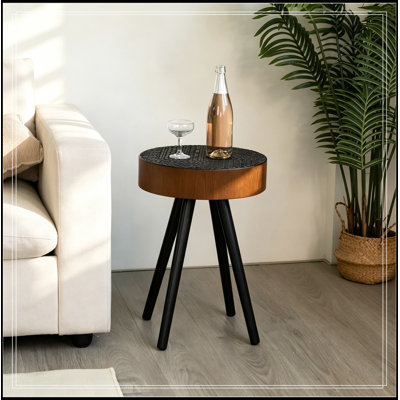 Table de bout ronde avec pieds robustes en bois