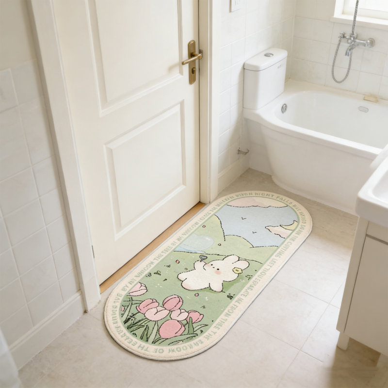 Area Rugs,Cute Carpet Super Soft Area Rugs Cute Cartoon Rabbit Pattern Bedroom Mats，Luxury Shaggy High Absorbent and Anti Slip (23in*35in)