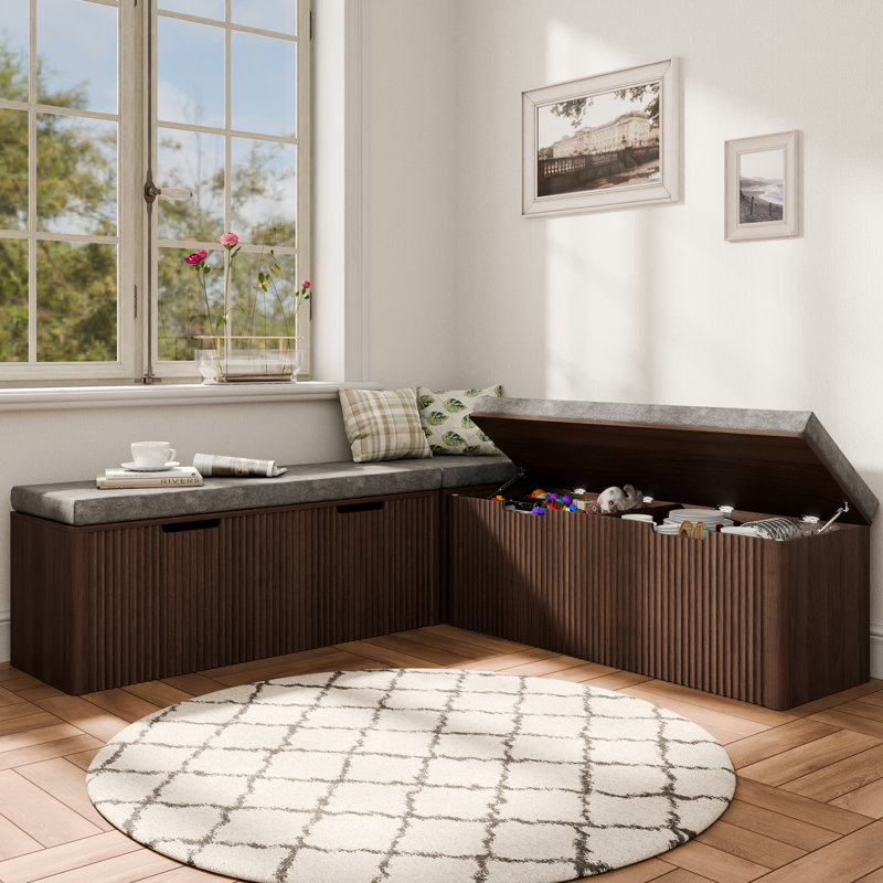 L Shaped Breakfast Nook Bench with Hidden Storage,Banquette Seating Backless Corner Dining Storage Bench Seat with Cushion for Kitchen Entryway