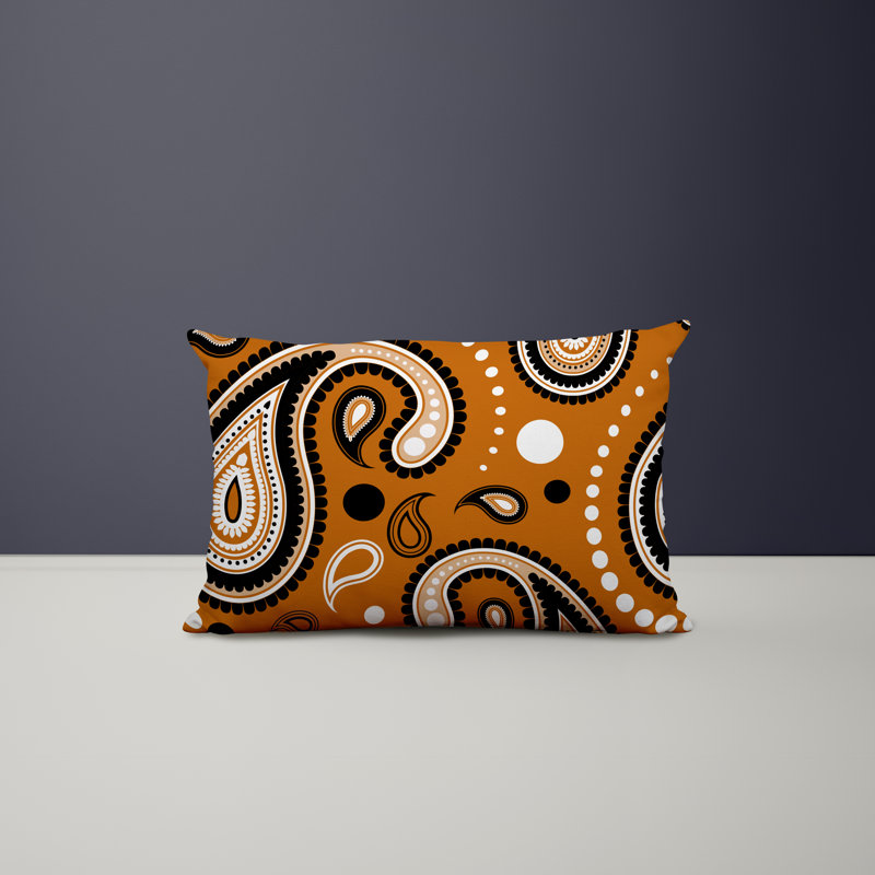 Paisley Outdoor Reversible Throw Pillow, Orange