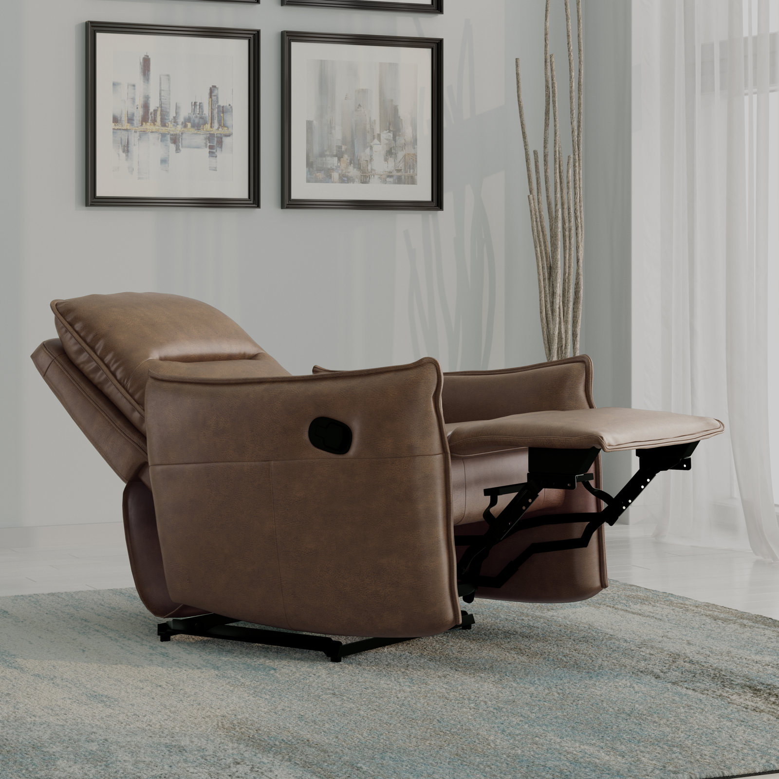 Jonali Reclining Accent Chair, Brown Polyester