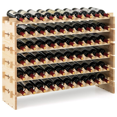 Solid Wood Wine Bottle Rack Yellow