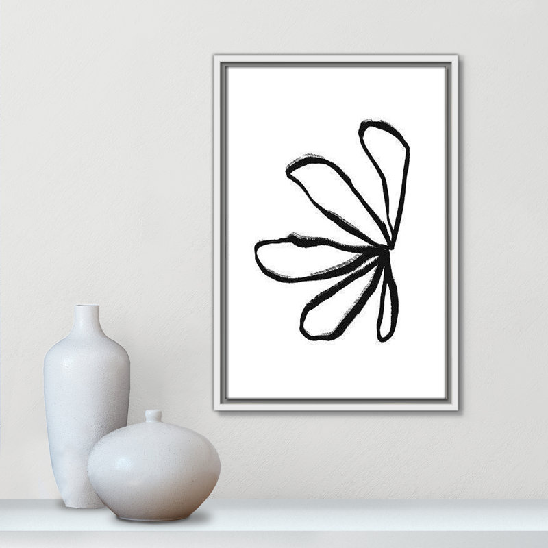 Collection de dessins au trait, pétales encadrés sur toile, H 19,5 po x l 13,5 po x P 2 po, Blanc