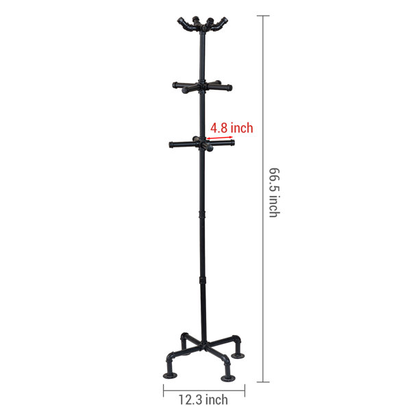 Areece 10 - Hook Freestanding Coat Rack in Black Williston Forge