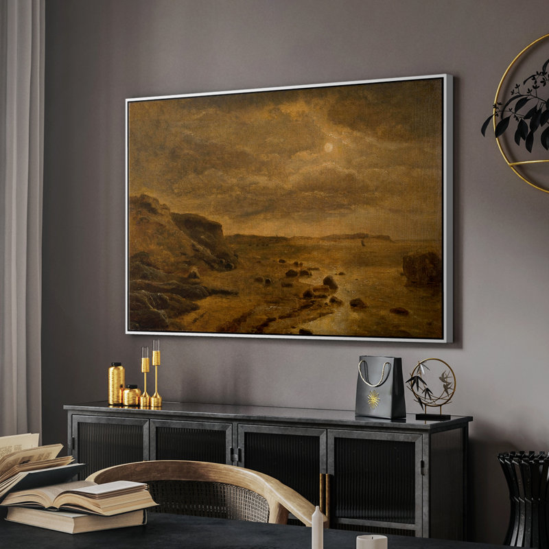 Paysage rétro -DX, Toile encadrée flottée blanche, H 27 po x l 41 po x P 2 po