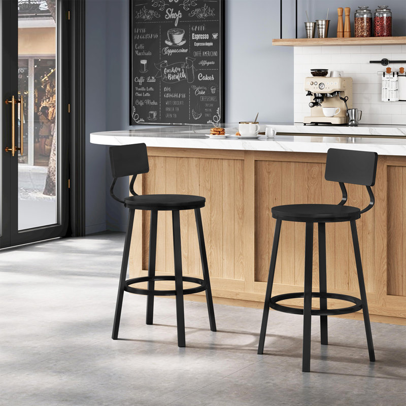 Annik Counter Stool with Metal Frame, Black