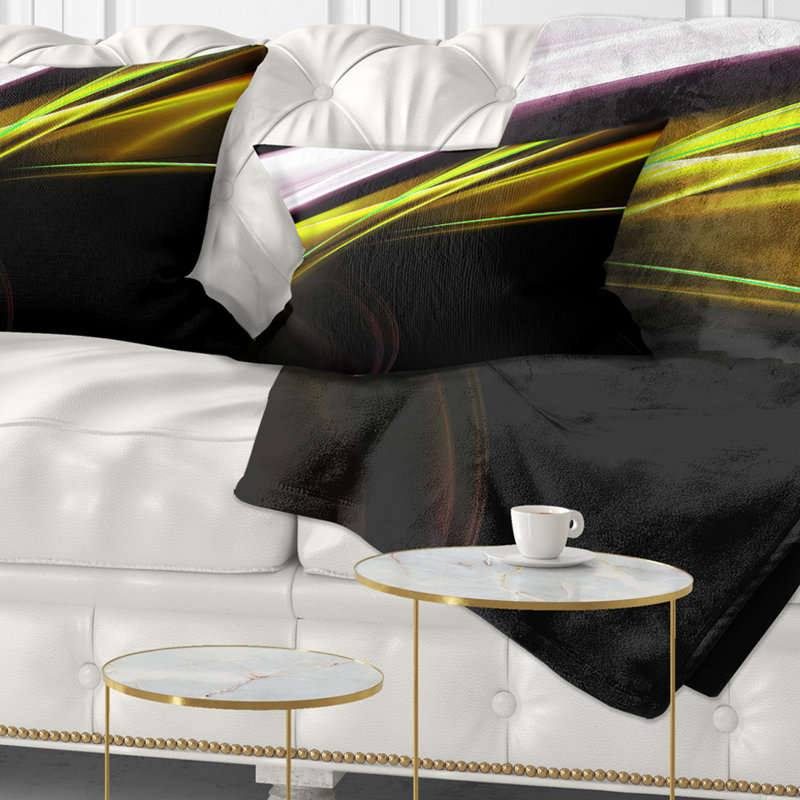 Fractal Lines Golden White - coussin imprimé abstrait