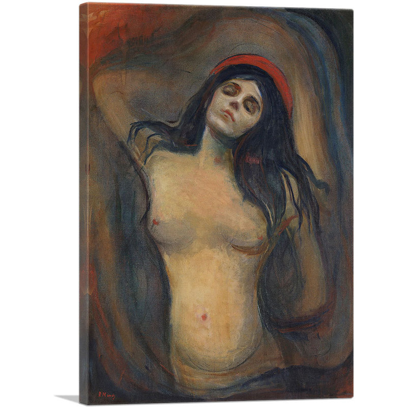 «Madonna 1894» par Edvard Munch, reproduction d'art sur toile tendue, H 18 po x l 12 po x P 0,75 po