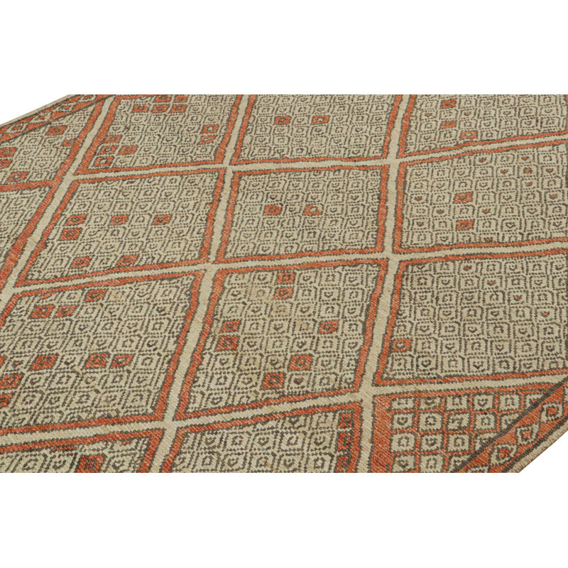 Moroccan Hand Knotted Geometric Area Rug, Rectangle 6' x 9'