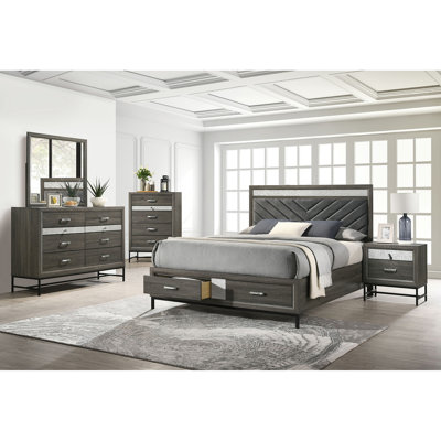 Contemporary Style 4-Drawers Chest 1pc Metal Legs Acrylic Accent Drawer Handles Gray Finish Bedroom Furniture