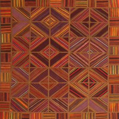 Tapis géométrique brun / rouge cramoisi / noir