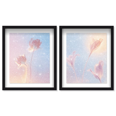 Iridescent Spring Set Shadowbox Floral & Botanical Print by Oliver Gal, Black Frame, 16 x 20