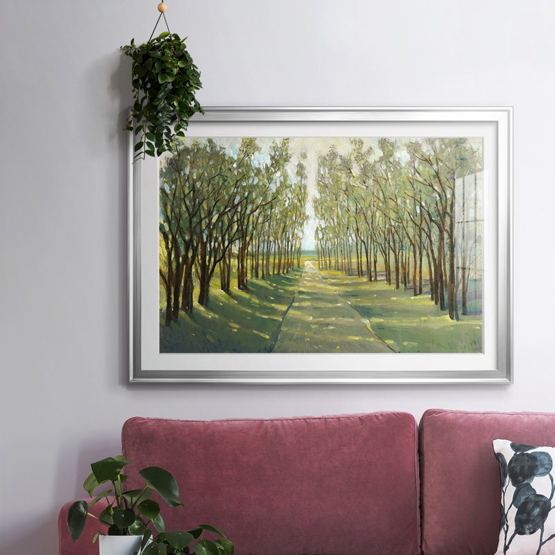 Forest Path encadré sur papier, H 19 po x l 27 po x P 1,5 po, Argent
