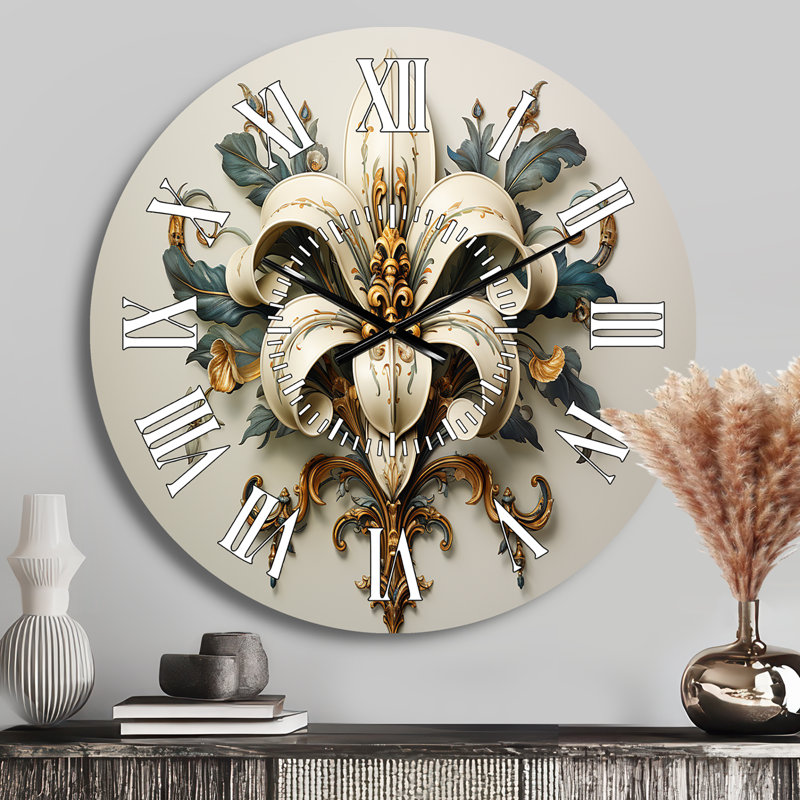 Horloge murale Fleur-De-Lis A Lilly Flower II - Floral, Médium
