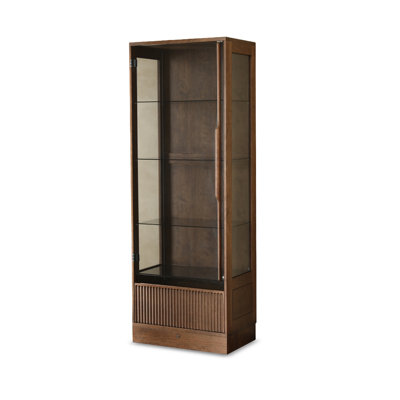 Black Walnut Color + Gray Solid Wood + Tempered Glass Display Cases