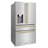 ZLINE Autograph Edition 36" French Door Refrigerator w/ Water and Ice Dispenser in Fingerprint Resistant Stainless Steel Traditional Handles
