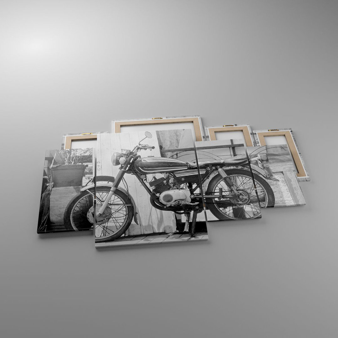 4-tlg. Leinwandbilder-Set Old Motorbike Black and White