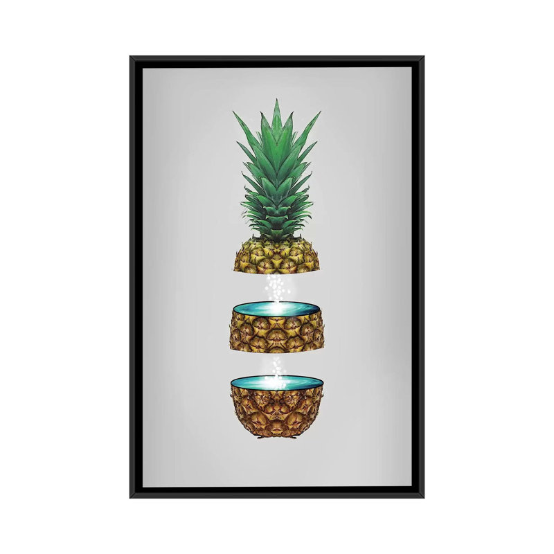 Pineapple Space 1 Piece Wall Art on Canvas, 66.04 cm H x 45.72 cm W x 3.175 cm D, Black Framed