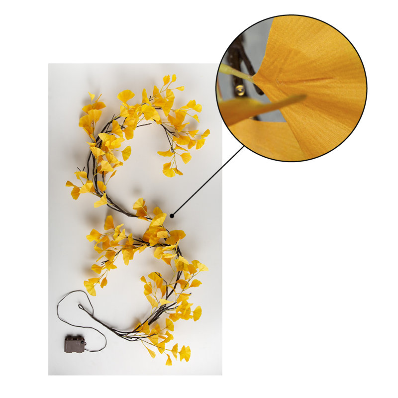 Indoor/ Outdoor Battery-Operated Lighted Ginkgo Garland