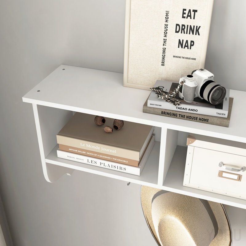 Wall-Mounted Coat Rack/Storage Shelf, 4-Hook - Standard