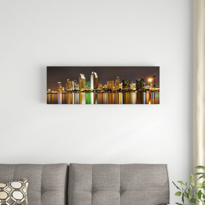 " San Diego Panoramic Skyline Cityscape (Night) " Color Photography