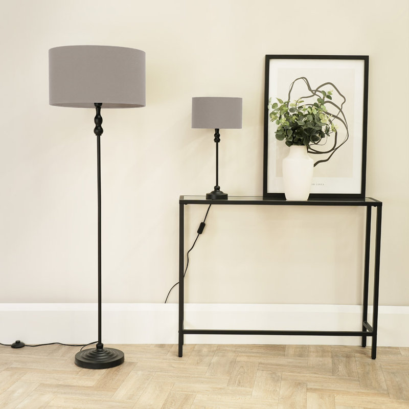 Reselva 151cm Traditional Floor Lamp, Grey, Black