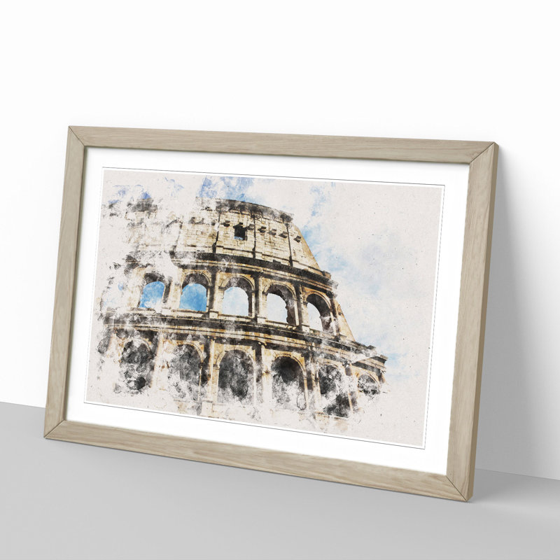 Coliseum in Rome - Picture Frame Painting, Oak, 27cm H x 36cm W x 2cm D