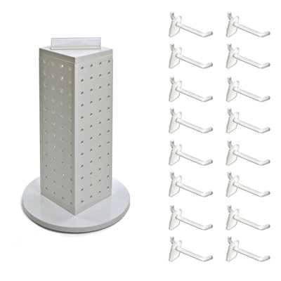 Four-Sided Revolving 4"W x 12"H Pegboard Counter Display w/ 16 2" Hooks