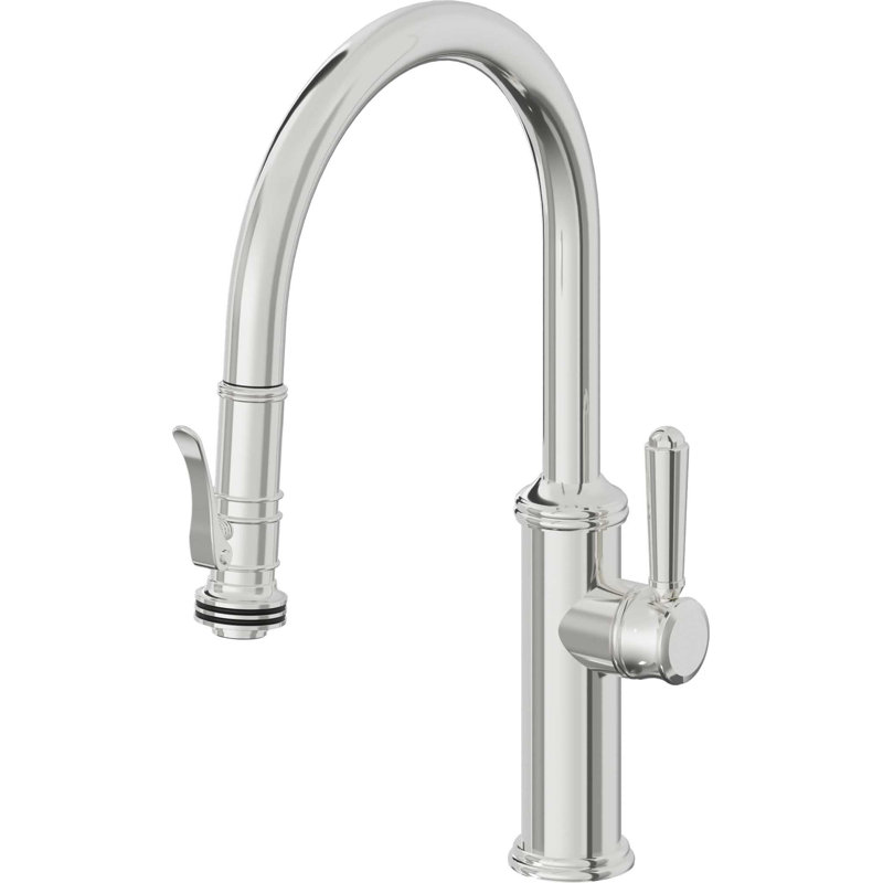 Davoli Pull-Down Kitchen Faucet with Squeeze Sprayer - Low Arc Spout, Polished Chrome