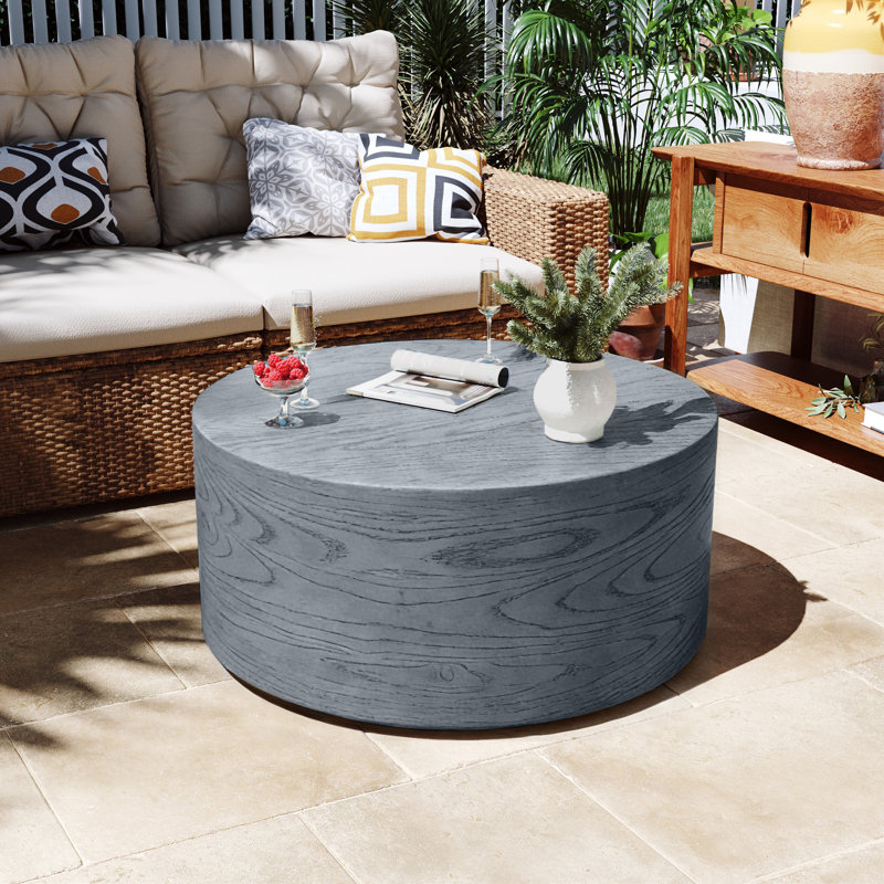 28''Outdoor Round Magnesium Oxide Coffee Table, Gray