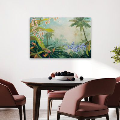Orchidées au bord de la rivière - art floral noir, bleu et brun