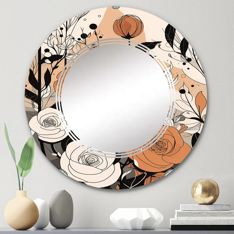 Dizi - Miroir mural moderne rond, 24 po x 24 po