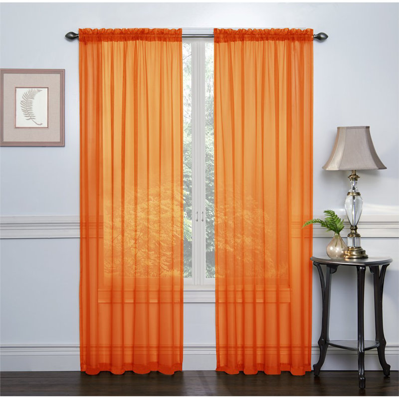 Paire de rideaux transparents avec passe-tringle Emmons, Orange