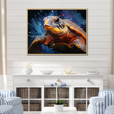 Représentation d'un voyage aquatique de tortues I sur toile