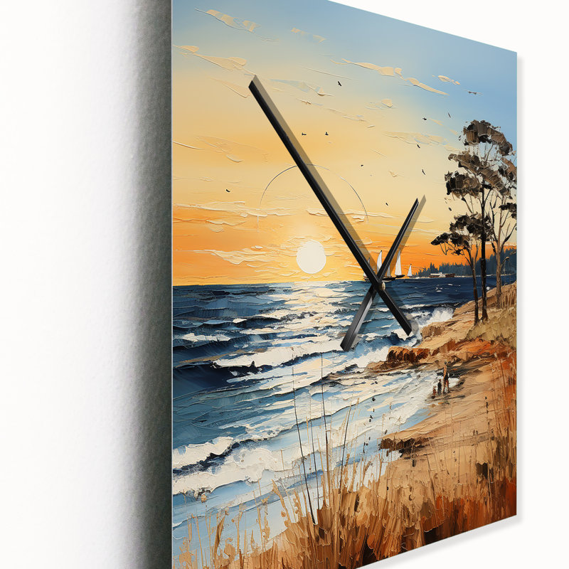 Coastalbeach Beach Bliss Pointillism I - Nautical & Beach Wall Clock, H 40 po x l 30 po x P 1 po