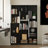Modern Multifunctional Bookshelf With Hidden Storage Cabinets And Open Display Shelves
