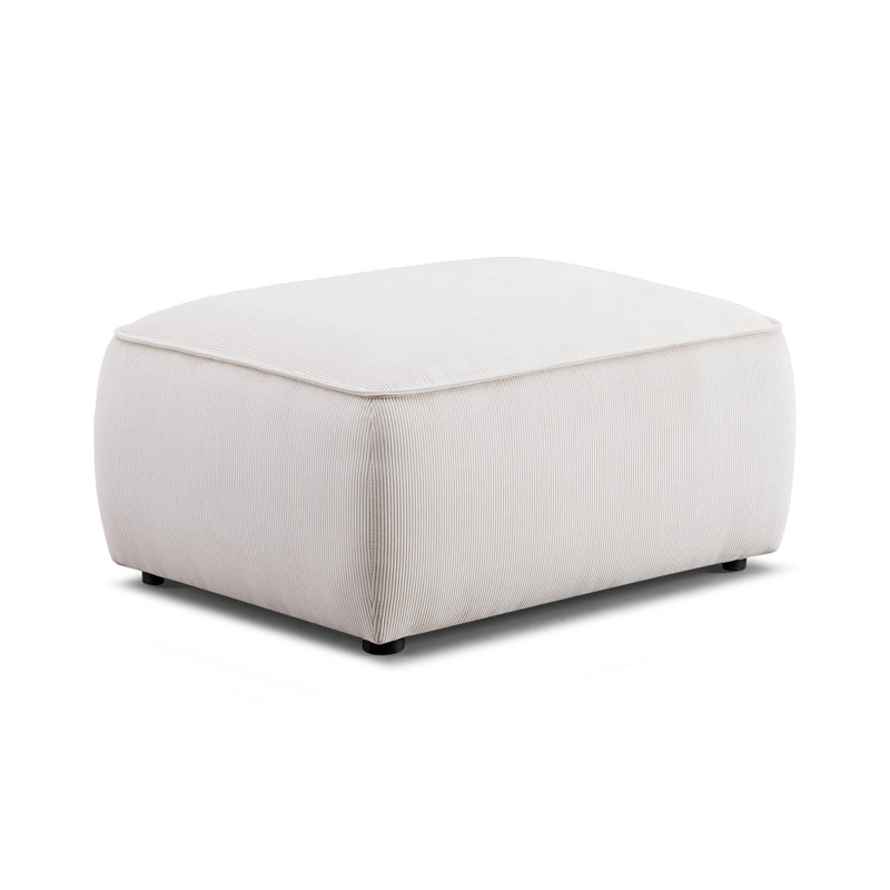 Costin Performance Corduroy Velvet Ottoman, Ivory