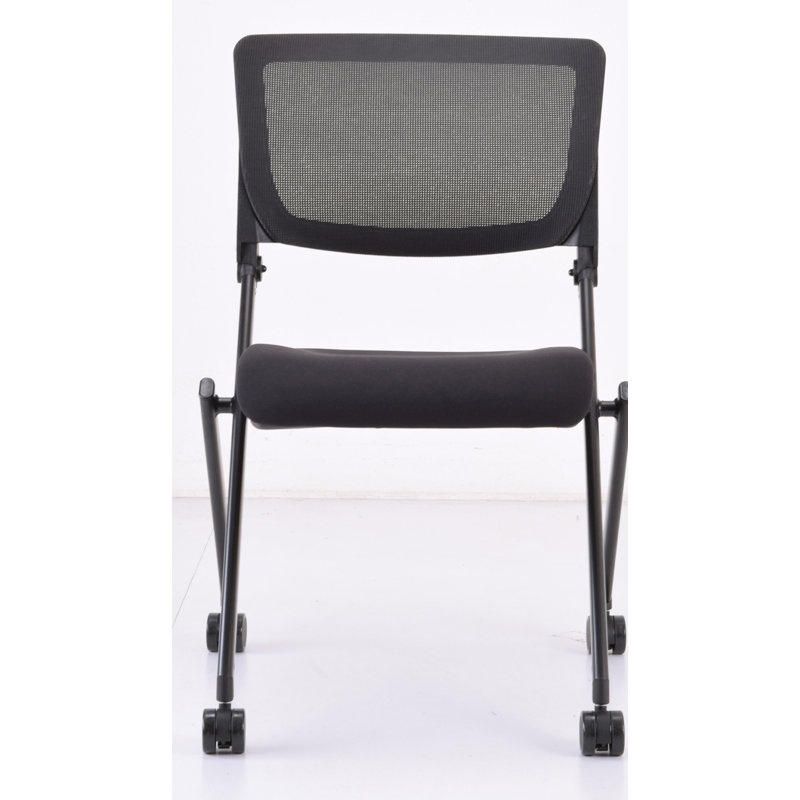 Black Mesh Back Folding Reception Chair with Metal Frame