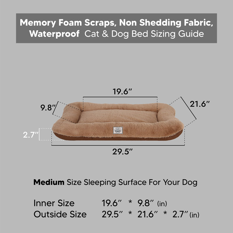 Lit pour animaux, 2.7" H x 29.5" W x 21.6" D, Brun