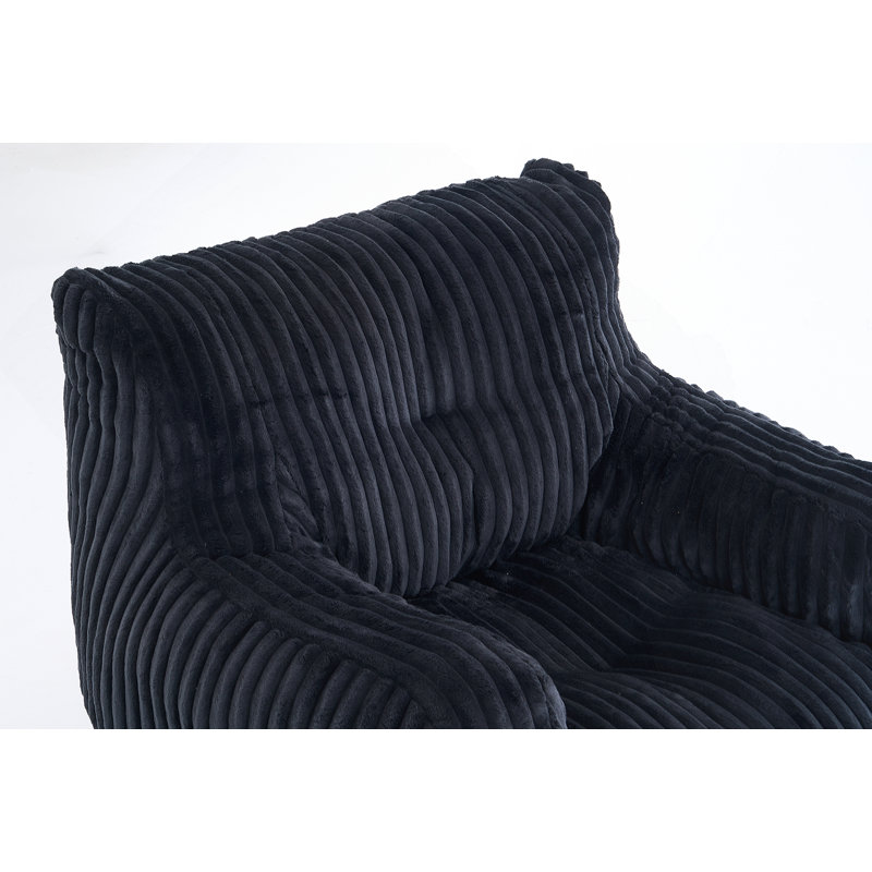 Fauteuil à billes en tissu, Velours côtelé noir