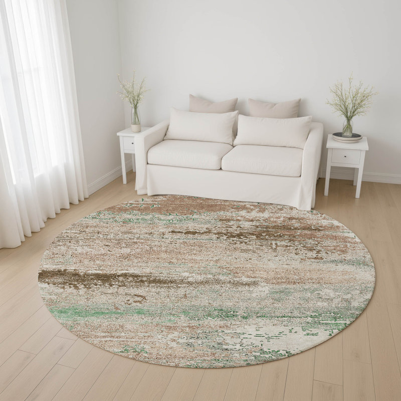 Premium Machine Washable Otte AMF1777 Modern Rug, Round 8'