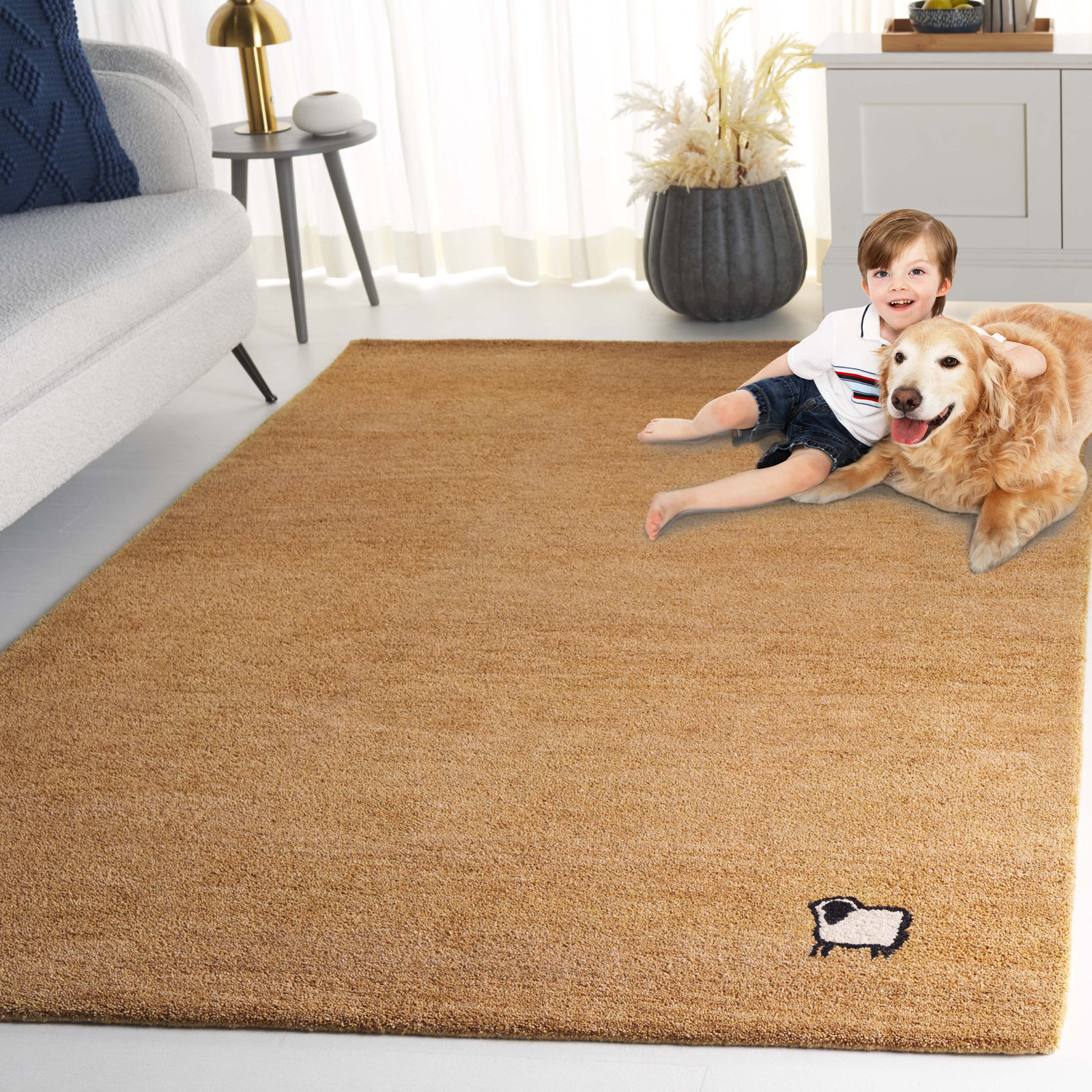 Racheal Gold Hand-Woven Rug, Rectangle 5' x 8'