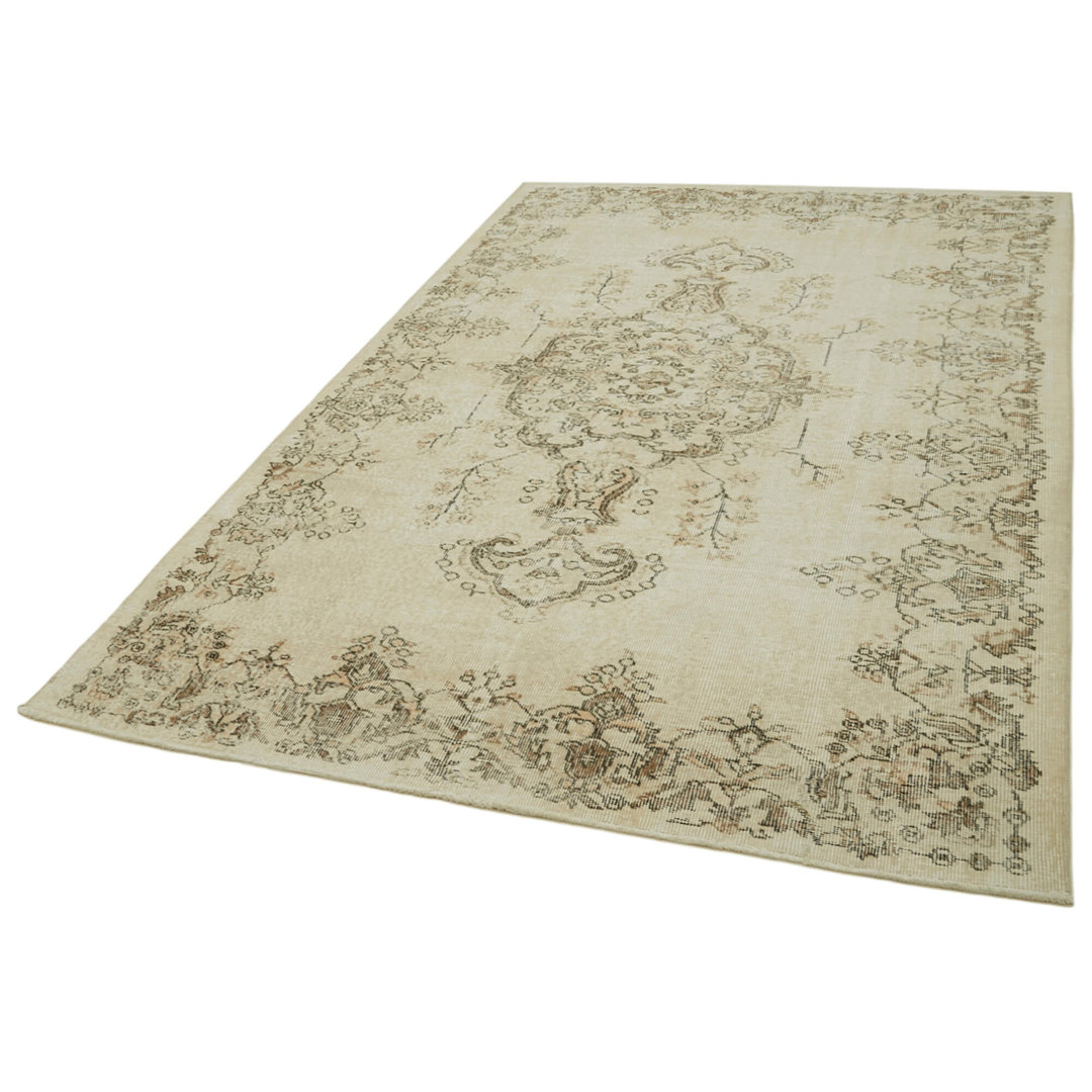 Vintage Beige Vintage Wool Handmade Area Rug
