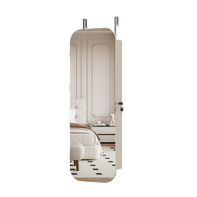Armoire à bijoux avec miroir pleine longueur, porte ou fixation murale, armoire à bijoux, armoire de rangement verrouillable, miroir intérieur éclairé