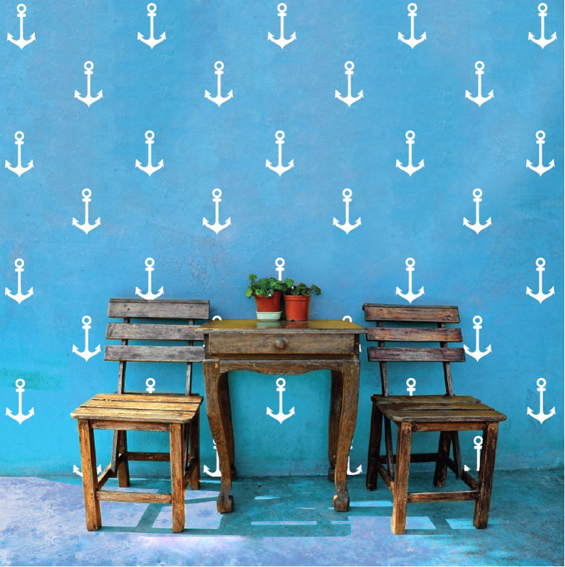 Décalcomanie murale motifs ancrages, H 2,6 po x l 1,6 po x P 0,01 po, Tarte à la lime