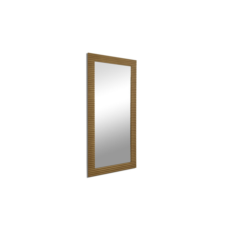 Jakaree Wood Rectangle Mirror, Brushed Brass