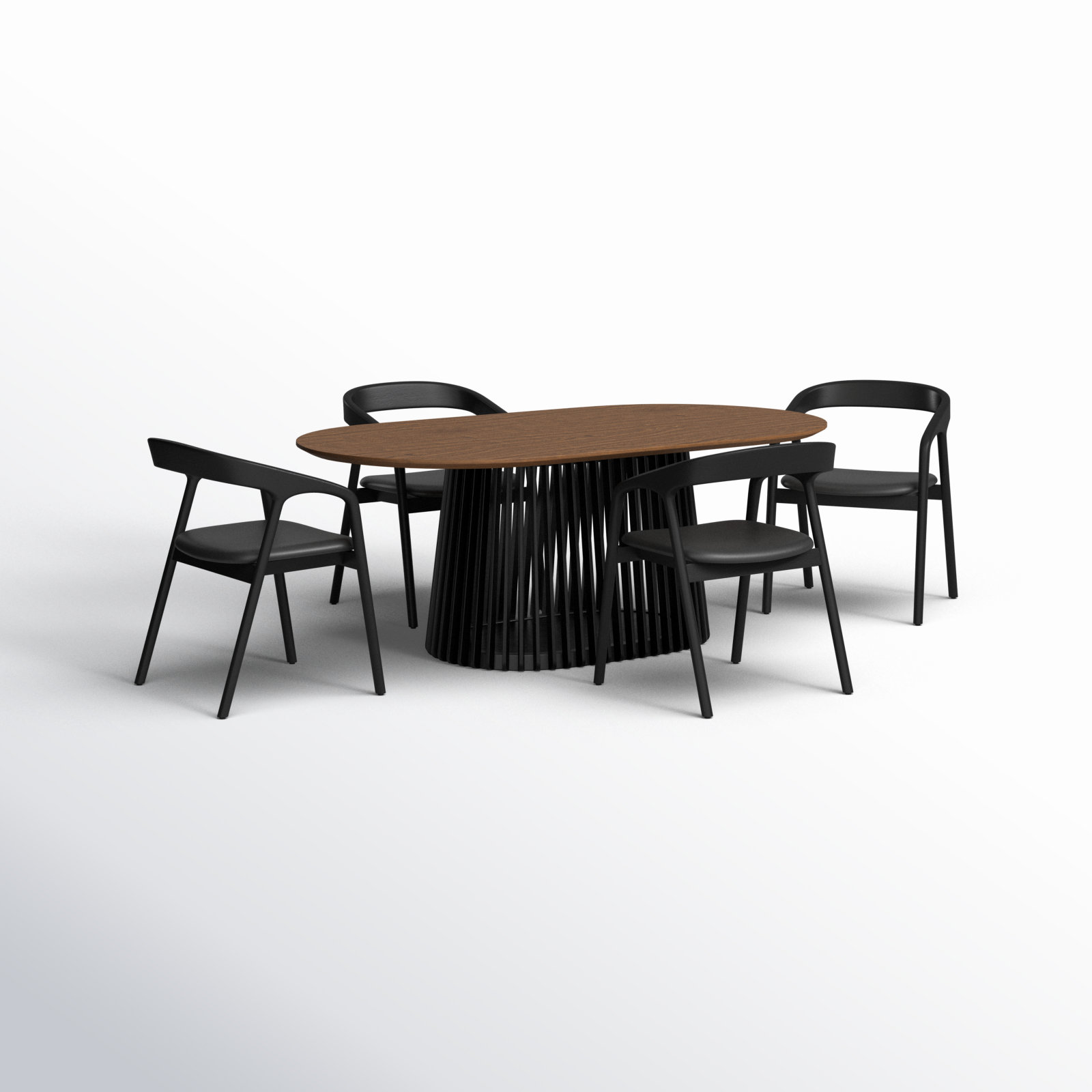 Brysa 5 - Piece Extendable Dining Set, Walnut, Black