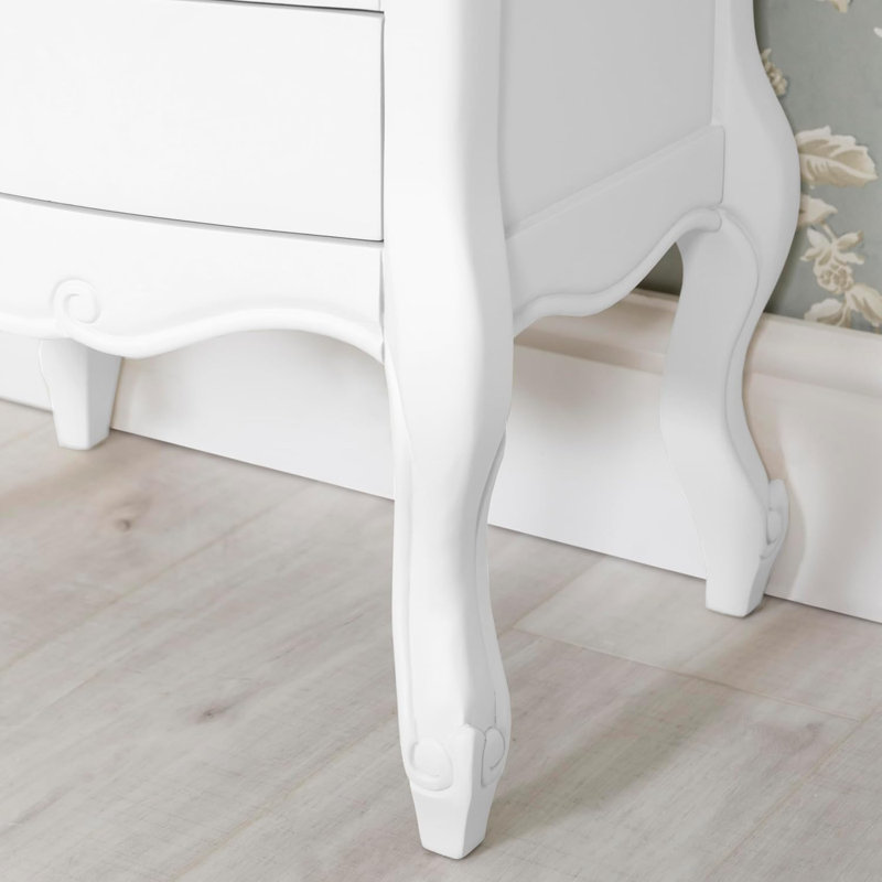 48 cm W Solid Wood Bedside Table, White